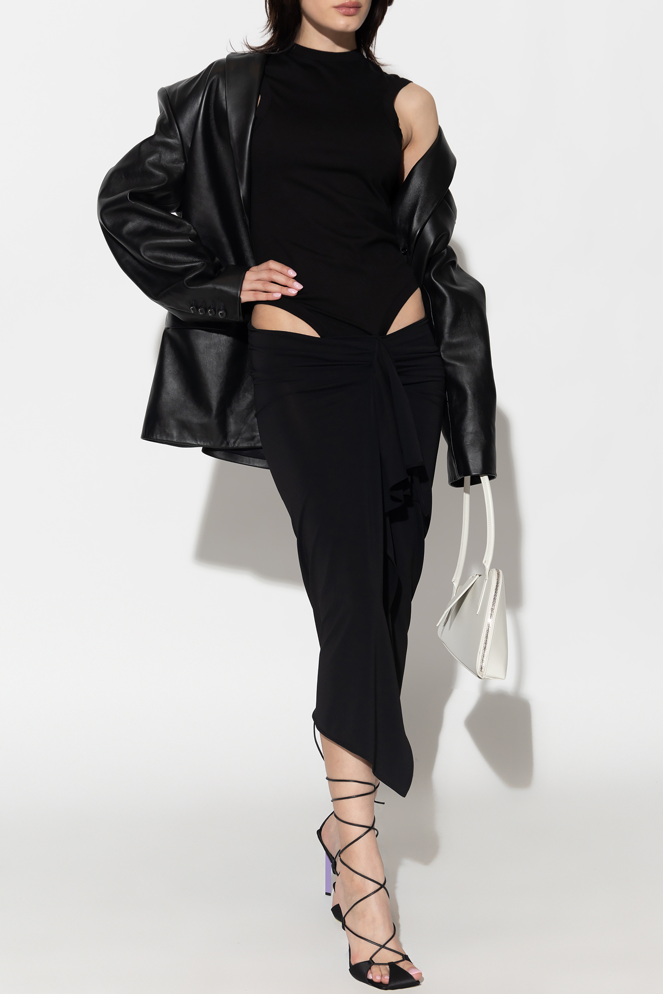 Black 'Mirna' asymmetrical dress with bodysuit The Attico
